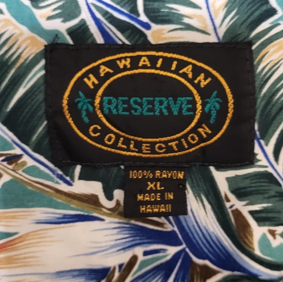 Hawaiian Reserve Collection Men's EUC Teal Hawaiian Button Down Shirt Size XL - Picture 2 of 4